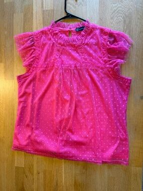 PINK POLKA DOT CAP SLEEVE BLOUSE
